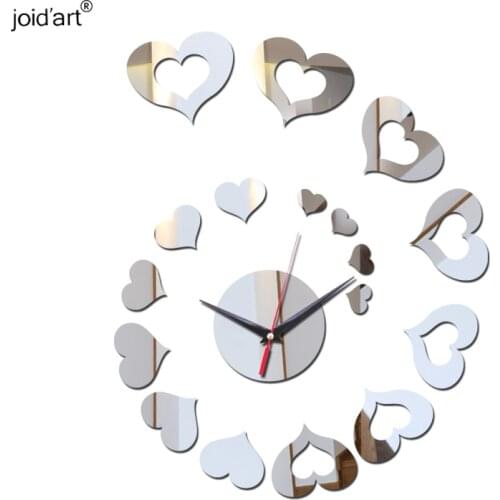 New acrylic mirror diy wall clock 3d clocks Quartz watch Modern Antique Style reloj de pared horloge Cartoon