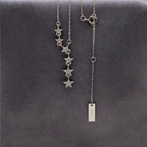 Sterling Silver S925 Necklace Pendant Six-Star Tassel Necklace Female Collar Jewelry Elegant Clavicle Chain for Girlfriend Gifts