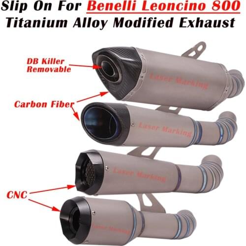 Slip On For Benelli Leoncino 800 Motorcycle Titanium Alloy System Escape Modified Carbon Fiber Muffler Middle Link Pipe Exhaust