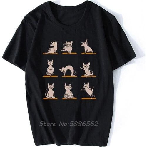 Sphynx Cat ExoticShorthair Yoga Funny Anime t-shirt Men New White Casual T Shirt Homme Short Streetwear Tshirt Unisex
