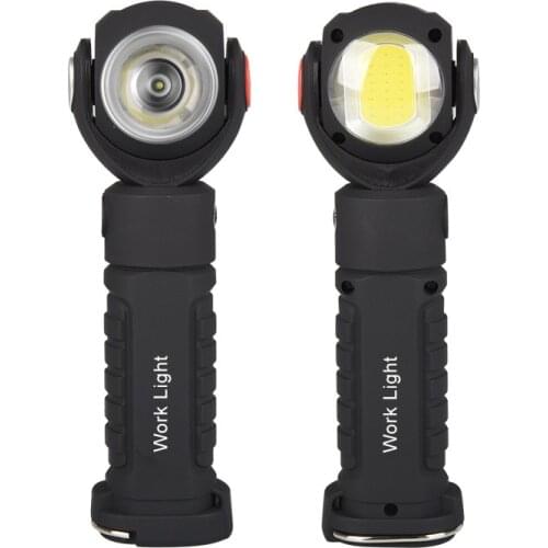 T6 COB Rotating LED Flashlight LED Tactical Torch Rechargeable Car Inspection Maintenance Work Light With Magnet Outdoor Camping