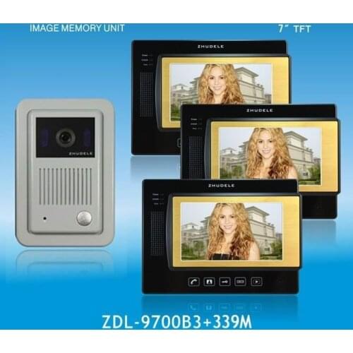 ZHUDELE Home security intercom4wire7"luxury color video door phone,CCD camera,touch screen w/t SD CARD,taking photo ,nightvision