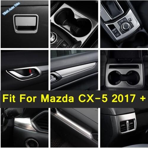 Interior Central Control Instrument Panel / Glove Box Handle Sequins / Door Sills / AC Cover Trim For Mazda CX-5 2017 - 2021