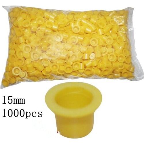 YILONG (Yellow) 15mm TATTOO INK CUPS Caps 1000 pcs Pigment Supplies Plastic Self-standing Ink Cups free shipping