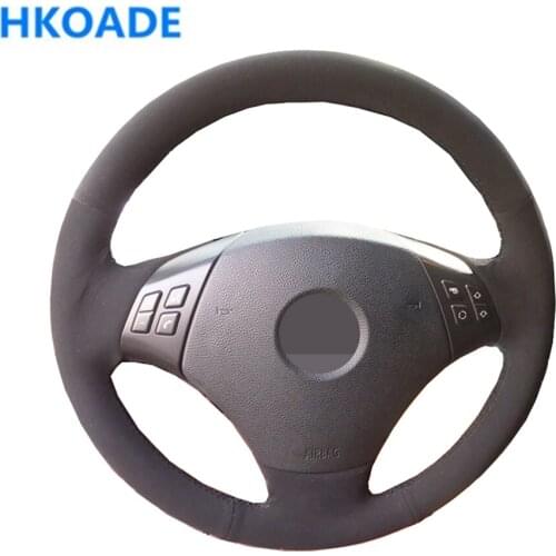 DIY Hand-stitched Black Soft Suede Leather Car Steering Wheel Cover For BMW E90 E91(Touring) 2005-2011 320d 325i 335i X1 E84