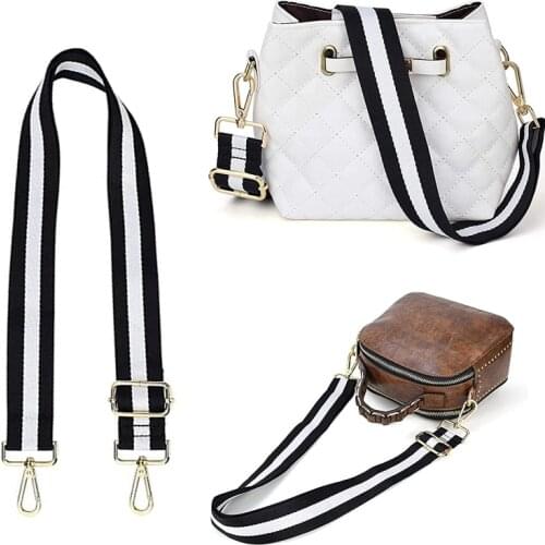 Polyester Color Stripe Wide Shoulder Strap Women Adjustable Cross Body HandBag Strap Guitar Belt Bag Accessories Braided Straps