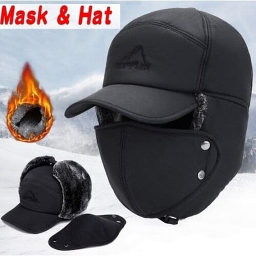 Winter Fur Warm Windproof Pilot Thick Hat Men Women Cycling Cap Faux Fur Ear Flap Cap Black Ski Trooper Dad Cold Anti-snow Cap