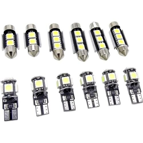 12pcs for Hyundai Tucson 2010-2015 Car White LED Interior Lamp Map Dome Trunk Plate Light Car Interior Decoration Accessories