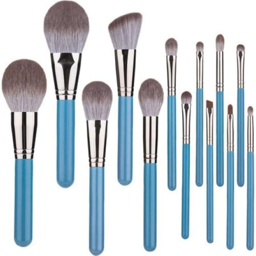 13PCS Makeup Brush Set With Leather Bag Powder Foundation Blusher Eyeshadow Eyebrow Brush Soft Hair Cosmetic Makeup Tool