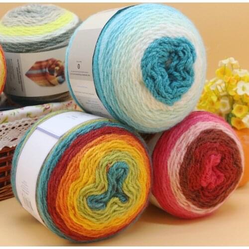 200g/roll Thick Yarn Segment Dyed Wool Scarf Yarn Rainbow Yarn Colorful Wool Crochet Yarn DIY Knitting Yarn