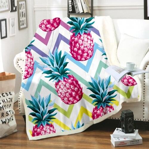 2020 NEW Pineapple Blanket 3D Print Sherpa Blanket on Bed Kids Girl Flower Home Textiles Dreamlike Style 05
