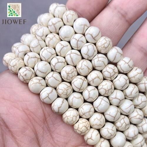 4/6/8/10/12mm Yellow Stripe White Turquoises Round Loose Beads DIY Bracelet Accessories for Jewelry Making Synthetic Stone 15