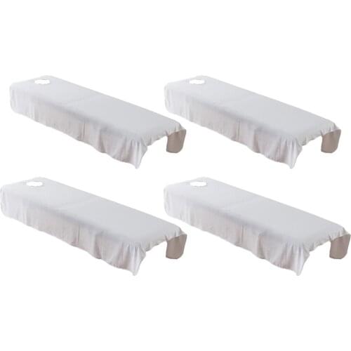 4pcs Comfort Massage Table Flat Sheets Beauty Hotel Bed Cover with Face Hole