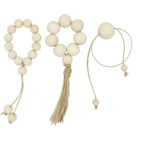4Pcs/Set European Pastoral Wooden Bead Napkin Ring 3 Styles Flat-layed Natural/beadjust Handmade Napkin Buckle Party Table Decor