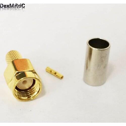 50PC RP-SMA Male Plug F Coax Connector Crimp for LMR240 cable Straight Goldplated NEW wholesale