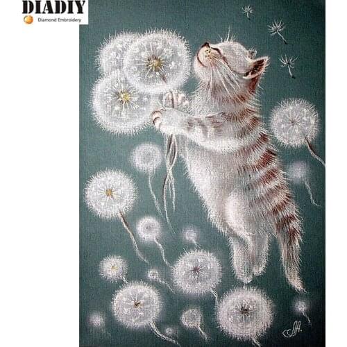 Full Square&round drill 5D DIY Diamond embroidery Dandelion cat Diamond Painting Cross Stitch Rhinestone Mosaic decor gift