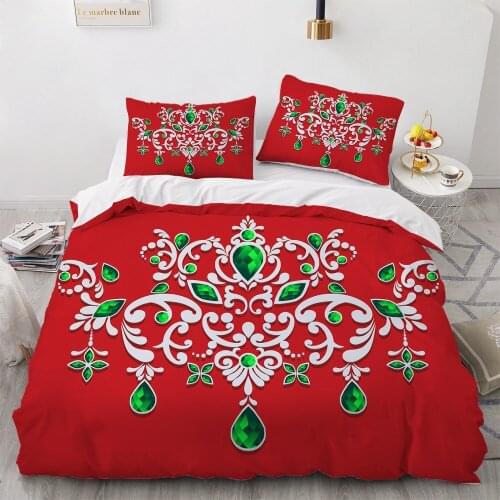 American Style 3D Flower Red Duvet Cover Set Quilt Covers Pillow Case Comforter Shell King Queen Bed Linens Size Bedding Sets