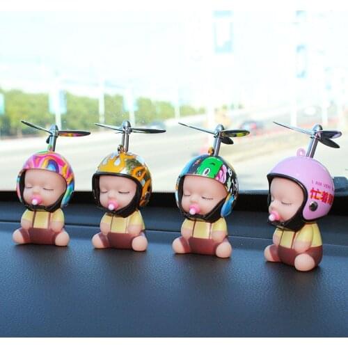 Car Toy Duck Pacifier Baby Doll Cute Kids With Helmet + Safe Helmet Cap +Airscrew for Car Dashboard Review Mirror Accessories
