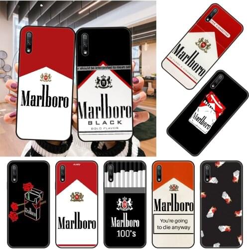 Phone Case For Huawei Honor 8A 9 10 8X 8S 9X i 7X 7A 20 A Lite Pro Black Cover Hoesjes Trend Back ART Rose Marlboros Cigarette