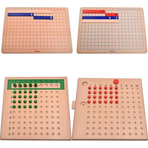 FULL-Wood Montessori Mathematics Teaching Material Calculating Board Mini Family Set Kids Early Educational Toy