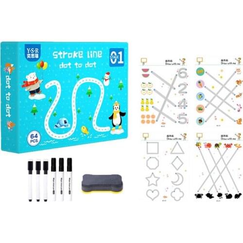 Children Toys Drawing Tablet Early Educational Math Game Book Kids Learning Shape Pen Control Training Set With Erasable Pen