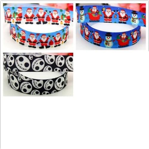 DHK 7/8'' Free shipping christmas printed grosgrain Ribbon headwear hair bow diy party decoration OEM 22mm B1516
