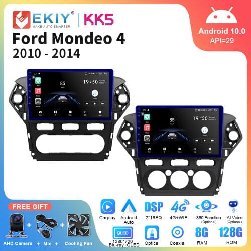 EKIY Android 10.0 Car Radio Multimedia For Ford Mondeo 4 2010-2014 Stereos Navigation GPS Player 8 Core 4G QLED DSP BT Head Unit