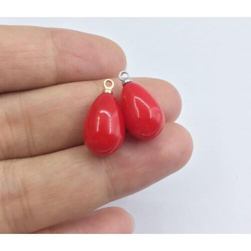 Eruifa 20pcs 16*10mm Red Tear Plastic Pearl Beads Charms Pendant Jewelry DIY Earring Necklace