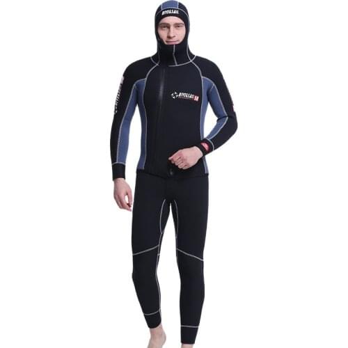 Spearfishing Wetsuit Men 5MM neoprene Full Body Scuba diving suit two pieces set Cold-proof surfing snorkeling winter swimsuit