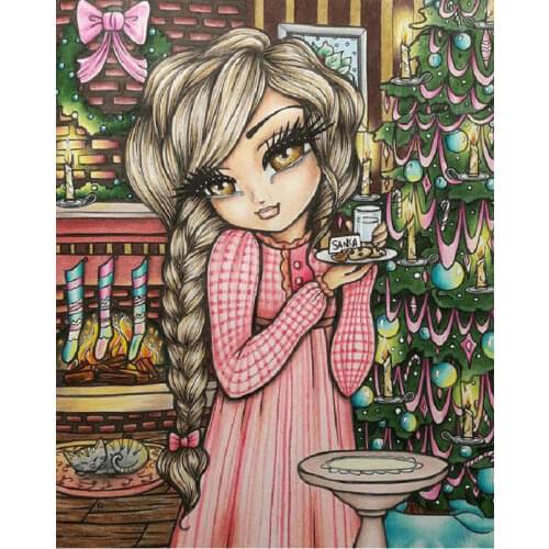 Full Square Round DIY Diamond Embroidery Christmas girl candle 5D Diamond Painting Cross Stitch 5D Diamond Mosaic home I66
