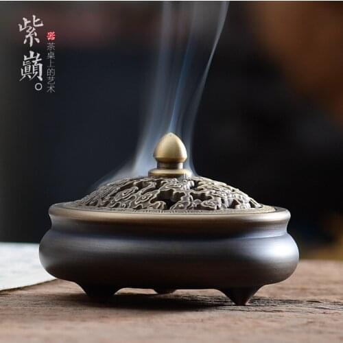 Chinese Brass Incense Burner Living Room Zen Indoor Vaporizer Smoke Fountain Incense Burner Porta Incenso Home Decor DB60XX