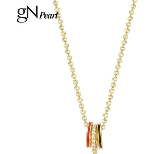 GN Pearl Colorful Chic Choker Pendant Circles Rings Simple Style Round Necklace For Women Girls Bithday Gift gN Pearl