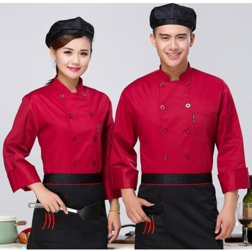 Adult Chef Jacket Long Sleeved Male Hotel Restaurant Kitchen Uniform Mens Canteen Chef Uniform Female Chef Clothes B-5906