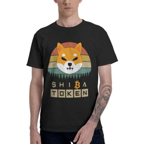Mens Shiba Inu Dogecoin T-Shirt Harajuku Token Crypto Cryptocurrency Tshirt Short Sleeve Unique T Shirt Homme 100% Cotton Tee