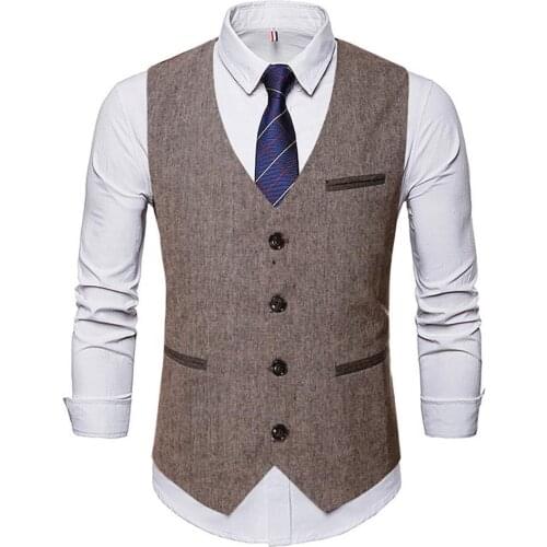 Mens Suit Vest Boutique Vintage Men Buttons Suit Vest Slim Business Wedding Groomsmen Cotton Waistcoat For Wedding Groomsmen