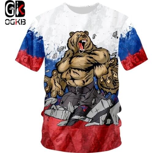 OGKB Brand Russia T-shirt Bear Shirts 3d Whole Body Printing War Tee Men Tshirt 2019 Cool Harajuku 7XL