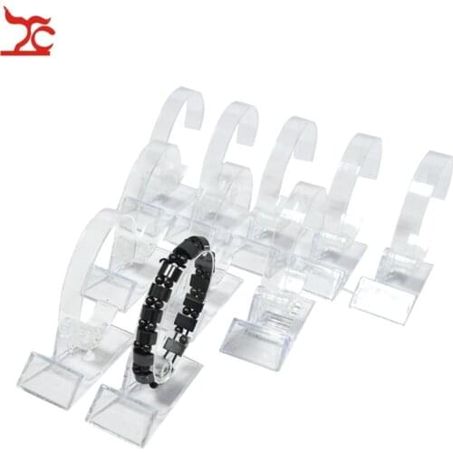 Wholesale 10Pcs Acrylic Bracelet Display Rack Clear Rotating Watch Bangle Chain Organizer Storage Display Collar Rack Stand