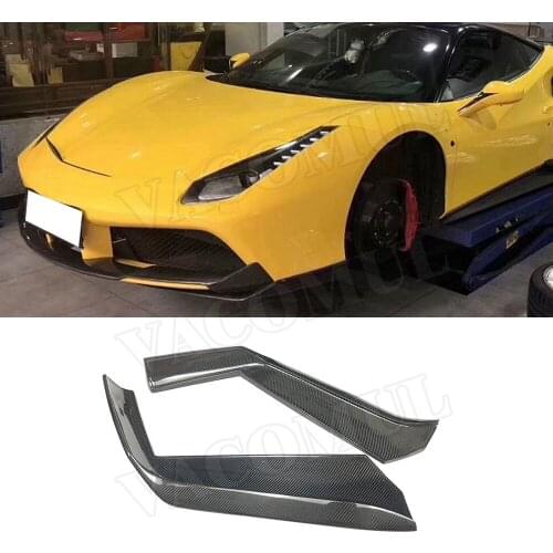 Dry Carbon Fiber Front Lip Splitters Aprons Case For Ferrari 488 GTB 2015-2018 Head Bumper Side Flap Cupwings Spoiler