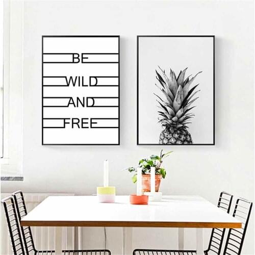 HAOCHU Black Pinapple Poster For Living Room Home Decor Painting Print Poster Simple Nordic Wall Picture Canvas Painting