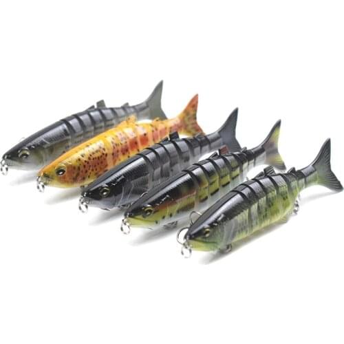 Wokotip Multi-jointed Trout Swimbait 12cm 19.3g Fishing Lures Hard Wobbler Rattle 8- Jointed Sinking Minnow Bait Lure