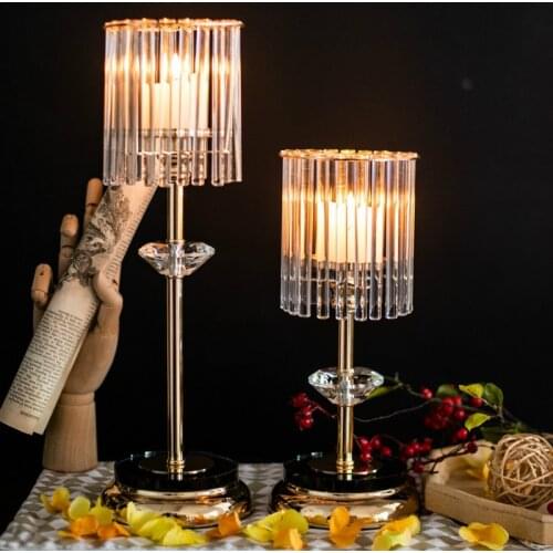 Nordic Wedding Candle Holder Ornaments Luxury Romantic Golden Candle Holder Retro Glass Castical Home Decoration DD60CH