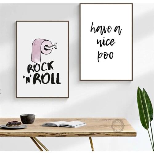 Modern Funny Toilet Posters Rock and Roll Nordic Minimalism Wall Art Prints Canvas Painting Quote Have a nice poop Bathroom Sign