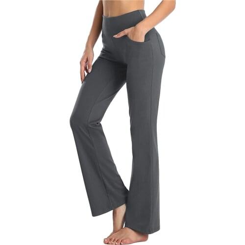 Sports Leggings For Women Gym Pure Color High Waist Pocket Sports Fitness Yoga Wide Leg Pants ensemble legging femme E1