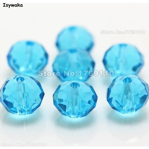 Isywaka Lake Blue Color 8*10mm 70pcs Rondelle Austria faceted Crystal Glass Beads Loose Spacer Round Beads for Jewelry Making