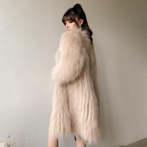Lengthened raccoon dog fur knitting fur 2020 new womens young coat Haining winter fashion long coat
