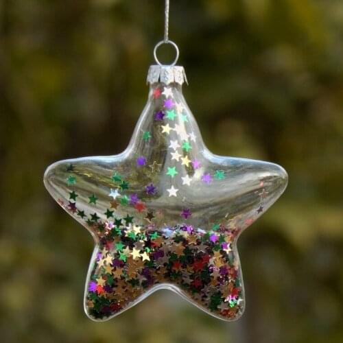 Christmas tree decorations transparent glass ball five-pointed star Christmas tree glass crafts pendant