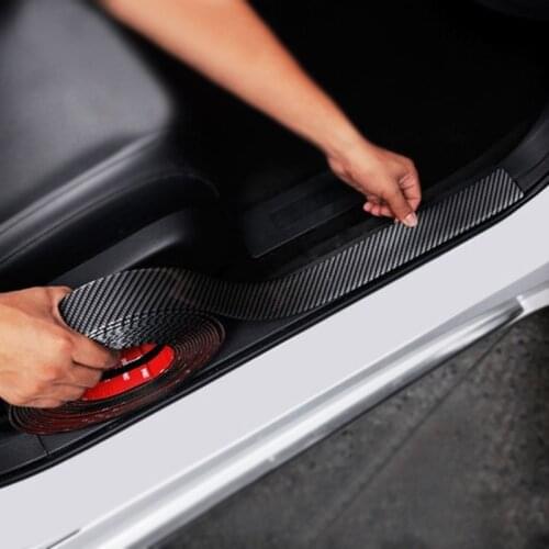 Universal 1M 3D Carbon Fiber Front Rear Bumper Anti-Rub Decals Door Sill Protector Edge Guard Anti-Collision Strip Sticker Trim