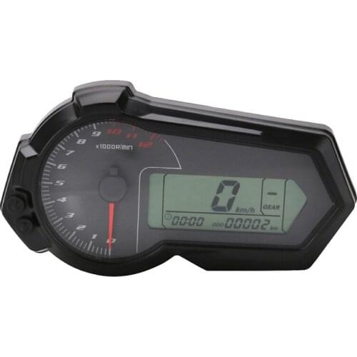Universal 12V Motorcycle LCD Digital Gauge Oeter Tachometer Speeeter KM/H