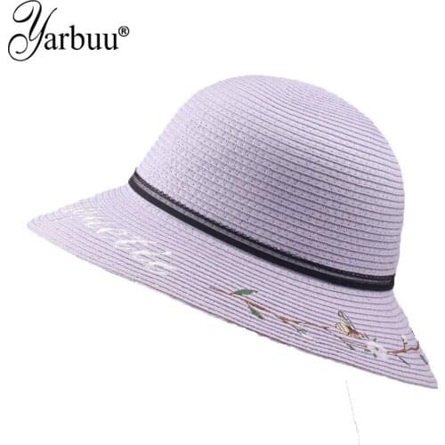 [YARBUU] Casual Breathable Sunscreen Beach Cap Fedoras Neutral Casual Short Cap Handmade Vintage Woven Straw Hats Drop shipping