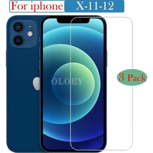 3Pcs Full Cover Tempered Glass On For iPhone 11 12 Pro Max Screen Protector For iPhone 11 X XR XS MAX 12 Mini Protective Glass